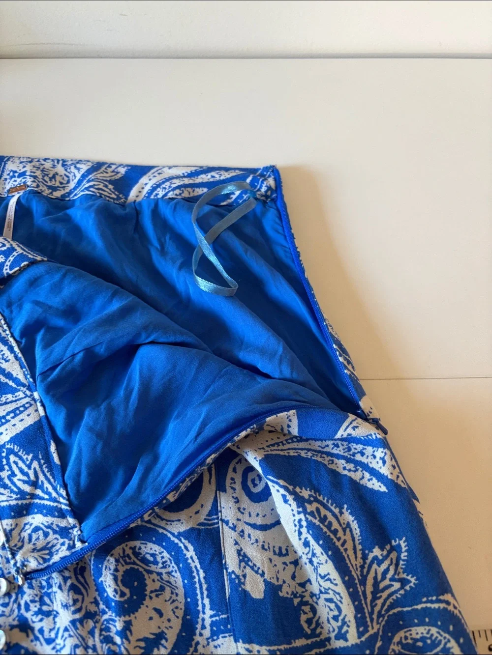NWT Free People Smooth Sailing Blue Paisley Maxi Skirt (10) Coastal Beach Party